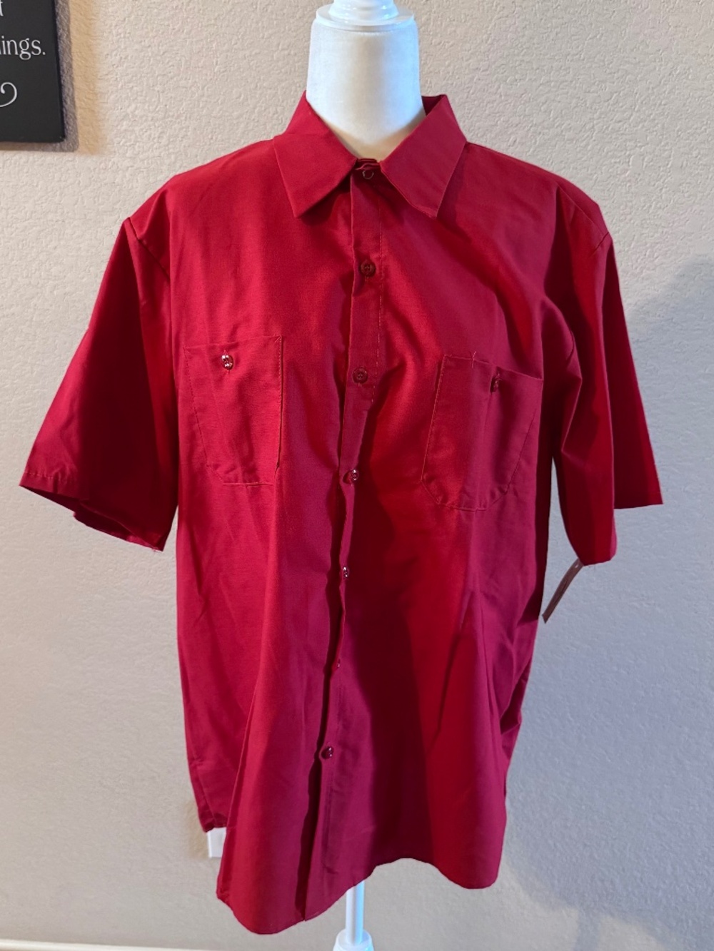 Men's Short Sleeve Button Front Industrial Work Shirt Size XL